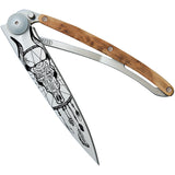 Deejo Tattoo Linerlock 37g Dreamcatcher Folding Blade Wood Handle Knife 1CB043