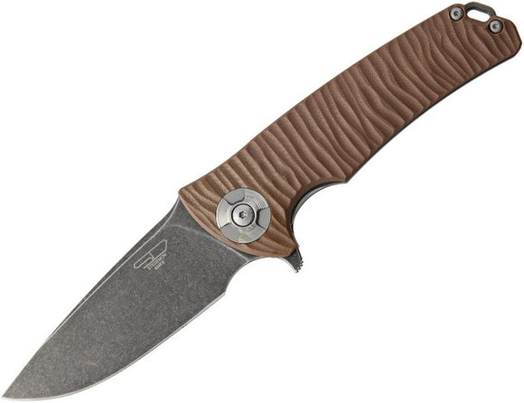 Stedemon Smokewash Blade Brown G10 Handle Folding Pocket Knife