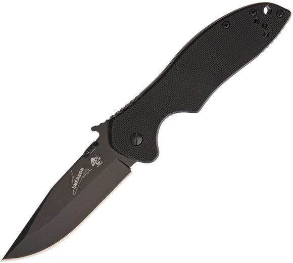 Kershaw Emerson CQC Folding Knife Black G10 Drop Pt Wave Reversible 6034BLK