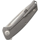 Liong Mah Design Endevour Stonewash Gray Titanium S35VN Folding Pocket Knife Closed