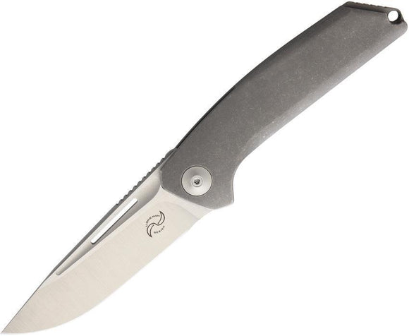 Liong Mah Design Endevour Stonewash Gray Titanium S35VN Folding Pocket Knife