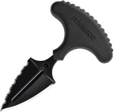 SCHRADE 2.75" Black Partially Serrated Edge Push Dagger Fixed Blade Knife w/ Keychain