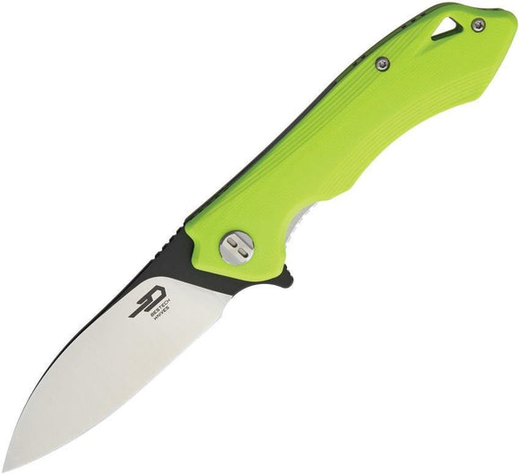 Bestech Knives Beluga Green G10 D2 Steel 2-Tone Drop Pt Folding Knife