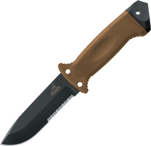 Gerber LMF II ASEK Serrated 420HC Black/Coyote Brown Full Tang Fixed Blade Knife 1400