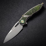 Rike 1902 Framelock Green Carbon Fiber & Titanium Folding M390 Knife 1902SGNCF