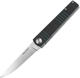 Real Steel Ippon Linerlock N690 Black/Green G10 Folding Pocket Knife 