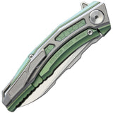 Stedemon Jenova Framelock Green Titanium Satin Stainless Folding Knife A02GRN