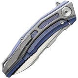 Stedemon Jenova Framelock Blue Titanium Stainless Satin Folding Knife A02BLU
