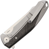 Reate Knives K1 Framelock Satin Marble CF Titanium RWL-34 Folding Knife K1MCF