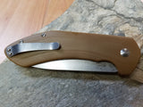 Kizer Cutlery Kala Linerlock Pocket Knife Brown G10 Handle Plain Edge V4479A2