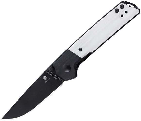 Kizer Cutlery Mini Domin Linerlock Black/White Folding Bohler N690 Knife 3516N6