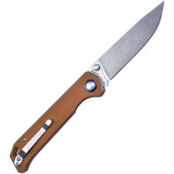 Kizer Cutlery Begleiter Linerlock Tan Handle Folding Satin Blade Knife Clip Side