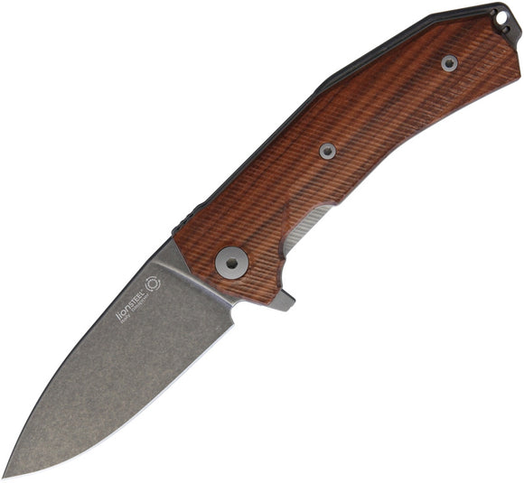 Lion Steel KUR Santos Wood Linerlock Black Stonewash Sleipner Tool Folding Knife