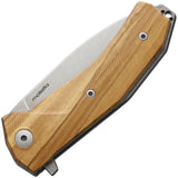 Lion Steel KUR Olive Wood Linerlock Sleipner Tool Folding Knife Closed