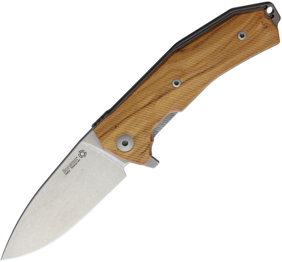 Lion Steel KUR Olive Wood Linerlock Sleipner Tool Folding Knife