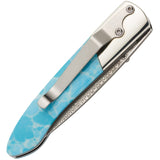 Browning Larimar Handle Damascus Steel Linerlock Folding Knife 0239