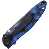 Kershaw Leek A/O Digital Camo Blue Blackwash SpeedSafe Folding Knife 1660DBLU