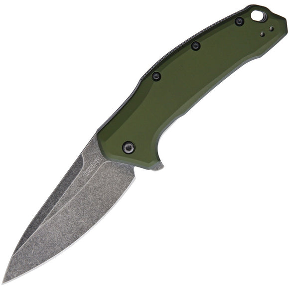Kershaw Link Linerlock A/O Olive Green Drop Pt Folding Pocket Knife