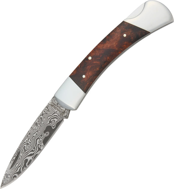 Boker Magnum Damascus & Wood Lord Lockback Folding Pocket Knife