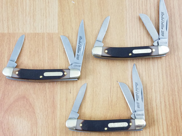 Schrade Old Timer Junior Lot of 3 2018 Folding Pocket Knife 108OTB4-3