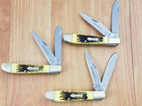 Shrade Uncle Henry 2018 Lot of 3 Staglon Folding Pocket Knife UH4-3