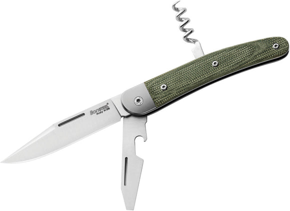 Lion Steel Jack Slip Joint Green Micarta Folding Three Tool Pocket Knife TJK3CVG  -On Sale