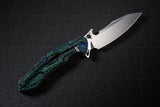 Rike M3 Framelock OD Green G10 & Bronze Green Titanium Flipper 9" Folding Knife Back