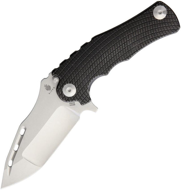 KIZER Maddox Black Titanium S35VN Drop Pt Folding Pocket Knife W/ Case - 5486