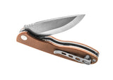 TOPS Mini Scandi Linerlock Tan Micarta Bohler N690 Stainless Folding Knife MSF40