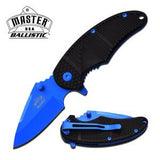 Master Assisted Open Folding Knife Black w/ Neon Blue Liner & Blade 3.6" A019BL