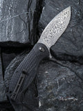 Civivi Naja Linerlock Damascus Black G10 Folding Knife 802DS