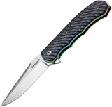 Boker Magnum Satin Rainbow Liners Ext. Tang Black Handle Folding Knife