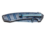 Boker Magnum Raindrop Linerlock Blue Damascus Stainless Folding Knife M01RY825