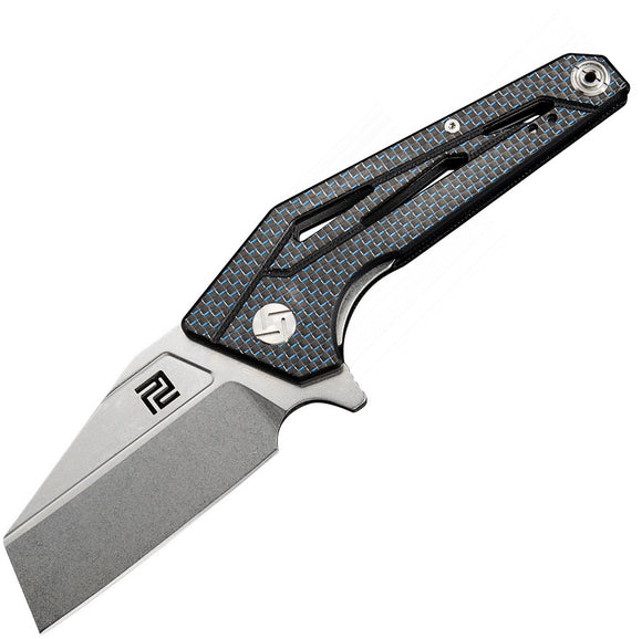 Artisan Cutlery Ravine Linerlock Blue Carbon Fiber D2 Tool Folding Pocket Knife