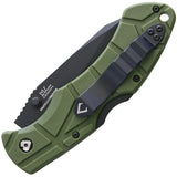 V NIVES Rocky II Lockback OD Green Folding Black D2 Steel Pocket Knife Closed Back