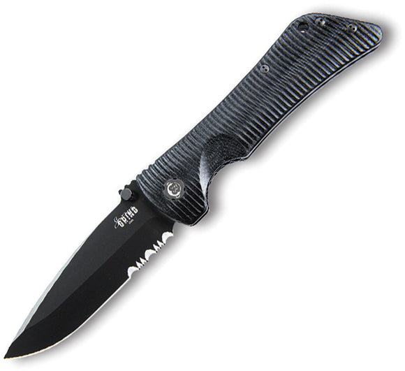 Southern Grind Bad Monkey Linerlock Black G10 Folding Serrated Knife 20151