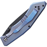 V NIVES Sportster Blue Titanium Folding Black 154CM Pocket Knife Closed Back