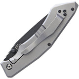 V NIVES Sportster Framelock Gray Titanium Black 154CM Folding Pocket Knife Closed Back