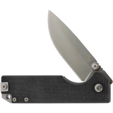 StatGear Ausus Linerlock Black Micarta Stonewash D2 Tool Steel Folding Knife 110