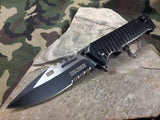 Tac Force Tactical Spring Assisted Rescue Serrated Black Folding Knife 916BK