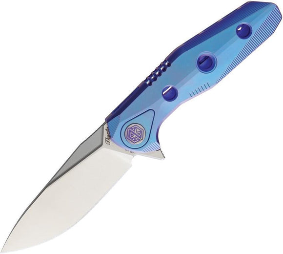 Rike Thor 4 Framelock Blue Titanium Handle Satin M390 Folding Pocket Knife