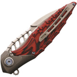 Rike Knife Thor 7 Framelock Black & Red G10 handle 154cm Folding Knife thor7br
