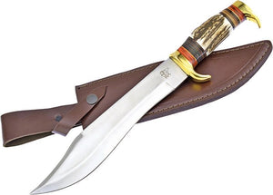 Frost Cutlery Trophy Deer Stag Pakkawood Stainless Fixed Clip Blade Knife