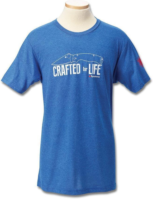 Spyderco Crafted for Life Men's Adult Size S M LG XL 2XL 3XL Blue Short Sleeve T-Shirt