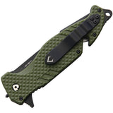V NIVES TGL Trailblazer Linerlock OD Green Partially Serrated Folding D2 Knife Closed Back