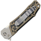 V NIVES Vamp Dagger Tan G10 Folding 154CM Stainless Pocket Knife Closed Back