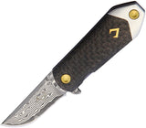 V NIVES KillaBite Framelock Carbon Fiber/Titanium Folding Damascus Knife