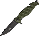 V NIVES TGL Trailblazer Linerlock OD Green Partially Serrated Folding D2 Knife