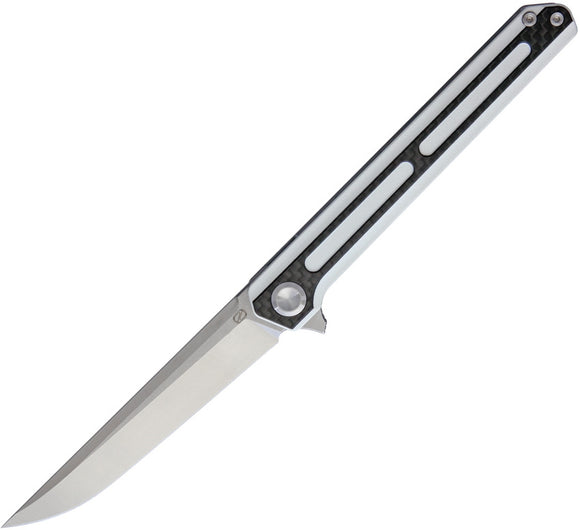 Stedemon C06 White G10/CF Linerlock Satin 440C Flipper Folding Pocket Knife