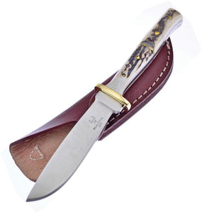 Frost Cutlery Stainless Fixed Blade Stag Bone Handle Whitetail Knife